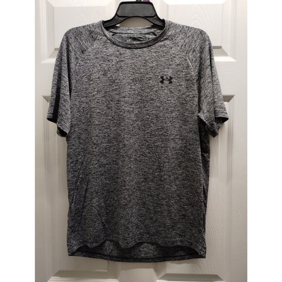 Under Armour Men's Size Medium UA Tech T-shirt Gray Black Loose Short Sleeve Tee - Picture 2 of 7